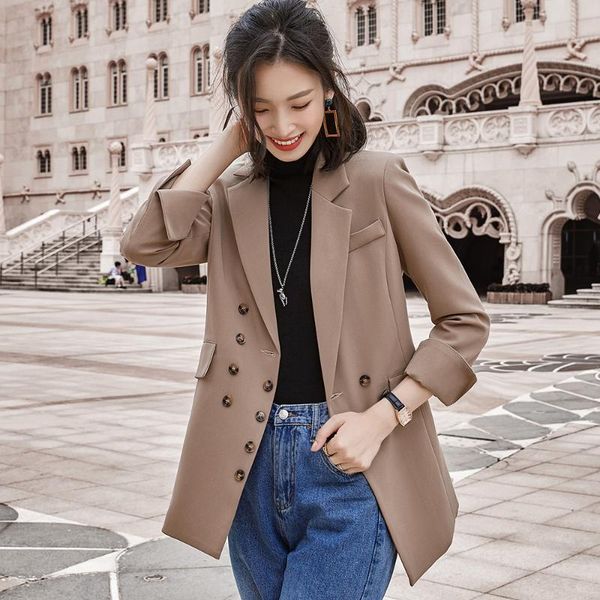 women's suits & blazers arrival button decoration black brown solid women blazer 2021 fashion girl long sleeve loose winter jac, White;black
women's suits & blazers arrival button decoration black brown solid women blazer 2021 fashion girl long sleeve loose winter jac, White;black