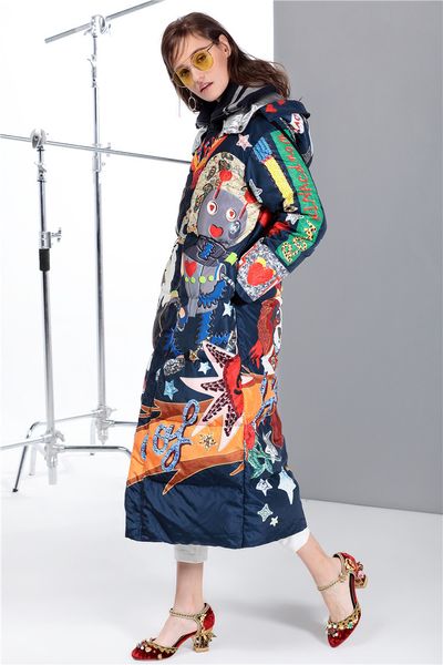 high end customized cartoon color down jacket thickened and oversized long hooded knee down coat for women
high end customized cartoon color down jacket thickened and oversized long hooded knee down coat for women