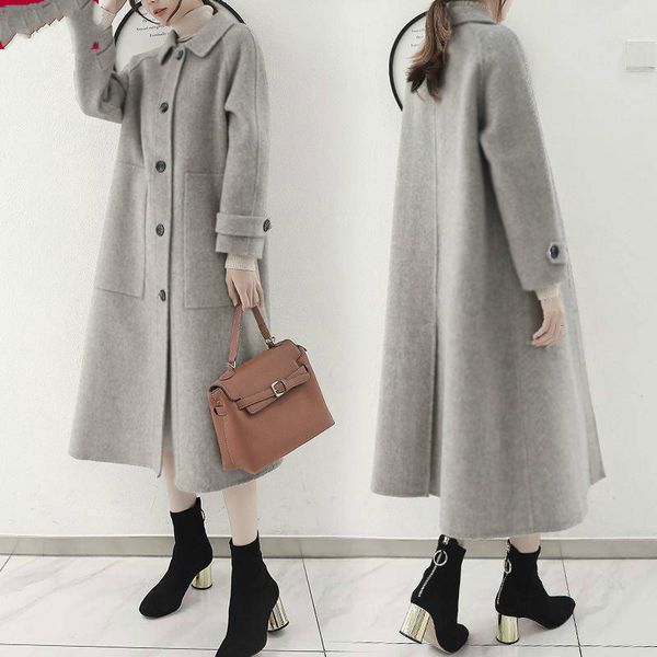 women 2020 new fashion single breasted woolen long outwears female pockets large size coats ladies slim warm overcoats l47, Black
women 2020 new fashion single breasted woolen long outwears female pockets large size coats ladies slim warm overcoats l47, Black