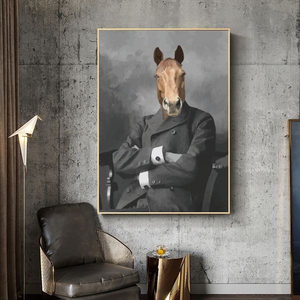 black and white horse in a suit wall art posters and prints gentlemen animal canvas paintings on the wall for home decoration
black and white horse in a suit wall art posters and prints gentlemen animal canvas paintings on the wall for home decoration