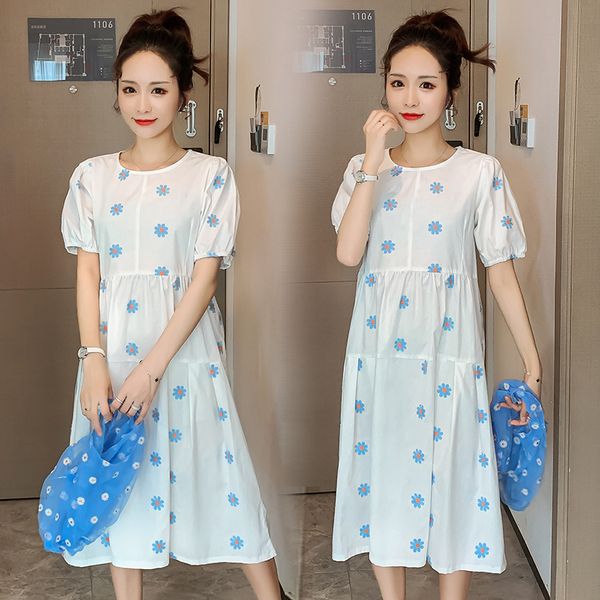 7678# maternity clothes summer cotton loose stylish a line floral dress for pregnant women pregnancy clothes, White
7678# maternity clothes summer cotton loose stylish a line floral dress for pregnant women pregnancy clothes, White