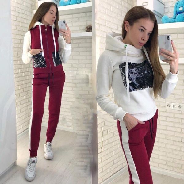 women's sports and leisure three-piece suit 2020 womens clothing pants suit fashion hedgingred, wine red, dark gray, light gray, White
women's sports and leisure three-piece suit 2020 womens clothing pants suit fashion hedgingred, wine red, dark gray, light gray, White