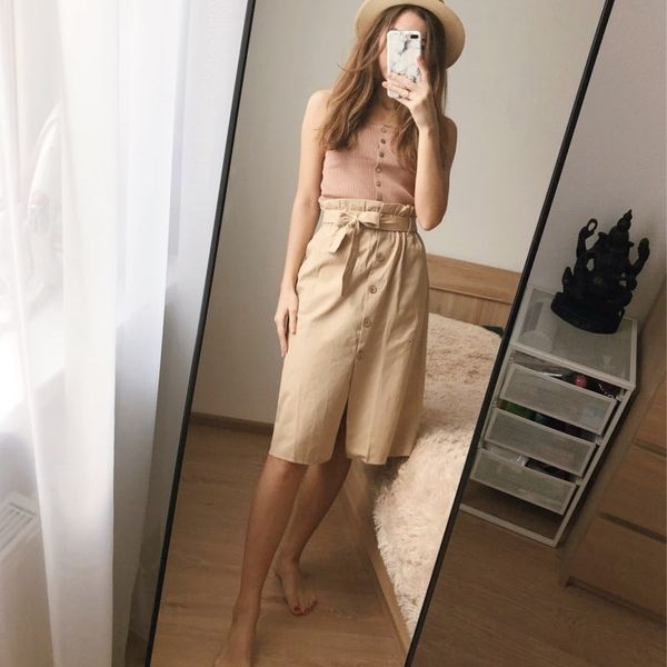 high waist cotton women skirt spring summer casual a line skirt pocket up medium long pleated skirt with belt, Black
high waist cotton women skirt spring summer casual a line skirt pocket up medium long pleated skirt with belt, Black