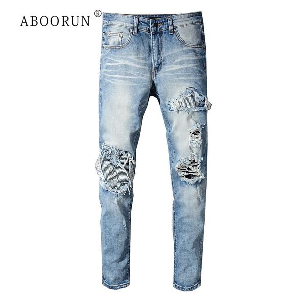 hi street men's ripped biker jeans skinny hole motorcycle jeans urban brand trousers for male, Blue
hi street men's ripped biker jeans skinny hole motorcycle jeans urban brand trousers for male, Blue