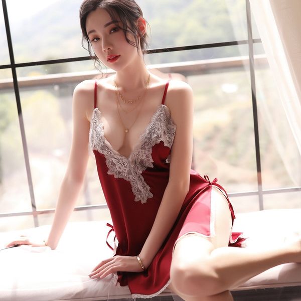 s6gpx yixiangman underwear women's suspender lace hollow-out nightdress silk high split embroidery sling pajamas underwear pajamas, Black;white
s6gpx yixiangman underwear women's suspender lace hollow-out nightdress silk high split embroidery sling pajamas underwear pajamas, Black;white