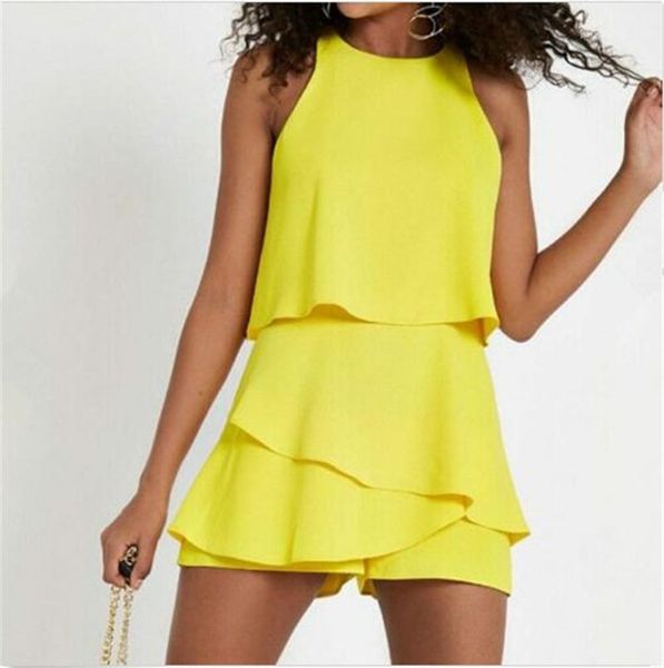 o neck sleeveless short jumpsuits womens designer loose jumpsuits fashion natural color zipper rompers tiered, Black;white 
o neck sleeveless short jumpsuits womens designer loose jumpsuits fashion natural color zipper rompers tiered, Black;white