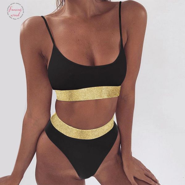 bikini 2020 women high waist gold silver edge swimsuit ladies bandage push up brazilian swimwear beachwear, White;black
bikini 2020 women high waist gold silver edge swimsuit ladies bandage push up brazilian swimwear beachwear, White;black