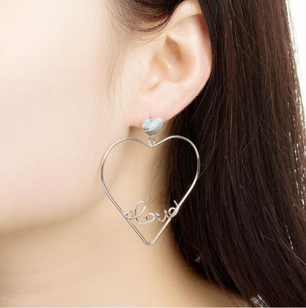women's earrings sweet and lovely hollow peach heart letters exaggerated love earrings wy1490, Silver
women's earrings sweet and lovely hollow peach heart letters exaggerated love earrings wy1490, Silver