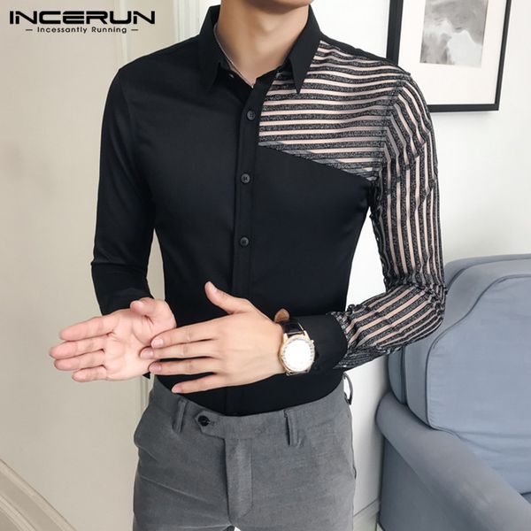incerun men striped shirts casual long sleeve lapel camisa fashion patchwork blusas man black transparent shirt streetwear 5xl, White;black
incerun men striped shirts casual long sleeve lapel camisa fashion patchwork blusas man black transparent shirt streetwear 5xl, White;black
