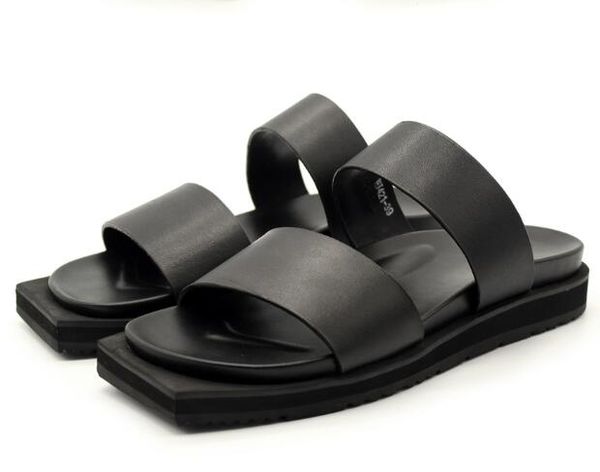 men's slippers flip flops flat punk fashion outside non-slip sewing men shoes cow leather thick soles slippers flat head, Black
men's slippers flip flops flat punk fashion outside non-slip sewing men shoes cow leather thick soles slippers flat head, Black