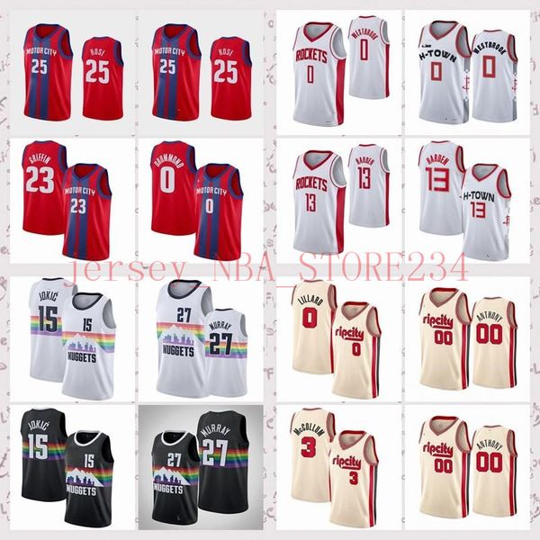 2020 men 23 griffin 25 rose 0 drummond 0 westbrook 13 harden 15 jokic 27 murray 0 lillard 3 mccollum 00 anthony swingman city version jersey, Black;red
2020 men 23 griffin 25 rose 0 drummond 0 westbrook 13 harden 15 jokic 27 murray 0 lillard 3 mccollum 00 anthony swingman city version jersey, Black;red