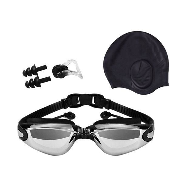 swimming goggles high-definition waterproof anti-fog goggles swimming cap ear plugs nose clip suit three sets black
swimming goggles high-definition waterproof anti-fog goggles swimming cap ear plugs nose clip suit three sets black