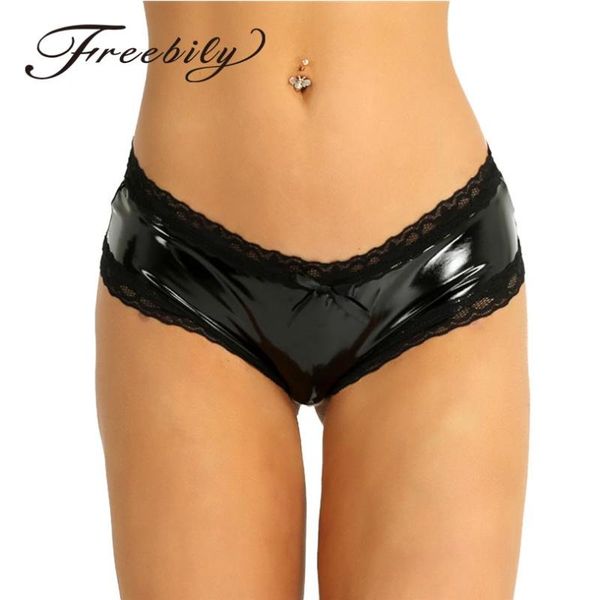 new black women lingerie night wet look patent leather lace trim edge v-back mini briefs underwear underpants panties, Black;pink
new black women lingerie night wet look patent leather lace trim edge v-back mini briefs underwear underpants panties, Black;pink