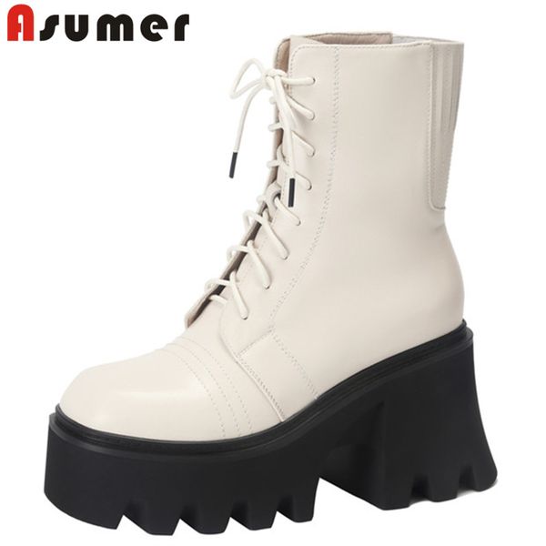 asumer 2020 new arrive women ankle boots genuine leather footwear lace up fashion punk square heel platform boots woman, Black
asumer 2020 new arrive women ankle boots genuine leather footwear lace up fashion punk square heel platform boots woman, Black