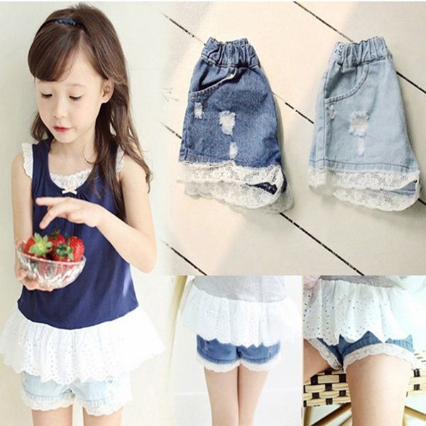 68of0 children's clothing pants 2019 new girls' thin denim for small and medium-sized lace children's wear shorts children fa, Blue
68of0 children's clothing pants 2019 new girls' thin denim for small and medium-sized lace children's wear shorts children fa, Blue