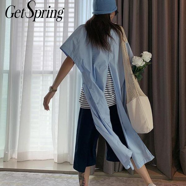 women's blouses & shirts getspring women shirt irregular split cotton long woman asymmetry casual blue summer, White
women's blouses & shirts getspring women shirt irregular split cotton long woman asymmetry casual blue summer, White