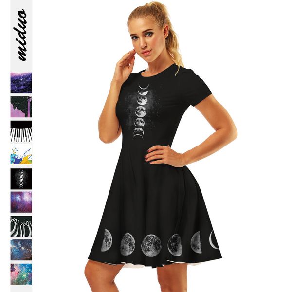 fashion starry sky digital printing round collar a- word dress waist slim female, Black
fashion starry sky digital printing round collar a- word dress waist slim female, Black