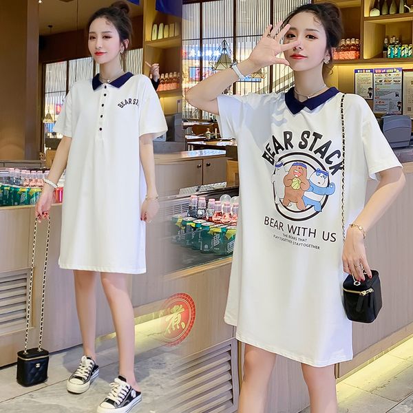 2657# maternity dress summer cartoon printing cotton short sleeve loose stylish dress for pregnant women mom, White
2657# maternity dress summer cartoon printing cotton short sleeve loose stylish dress for pregnant women mom, White