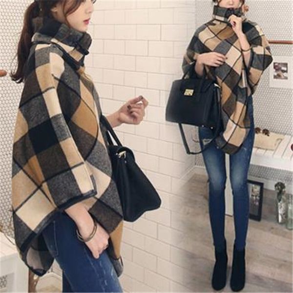 autumn and winter new women's plaid shawl woolen cloak wool coat wool coat korean style large size stitching woolen cloak, Black
autumn and winter new women's plaid shawl woolen cloak wool coat wool coat korean style large size stitching woolen cloak, Black