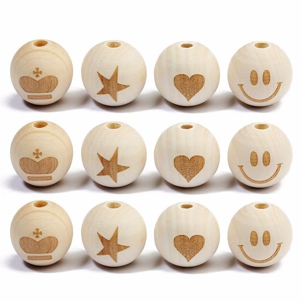 Mayforest 20pc/lot Round Natural Wood Beads Smiling Face Heart Crown Star Baby Teether Child Wooden Beads for Jewelry Makings, Black
Mayforest 20pc/lot Round Natural Wood Beads Smiling Face Heart Crown Star Baby Teether Child Wooden Beads for Jewelry Makings, Black