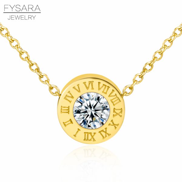 fysara classic necklace female rose gold roman numeral necklace & pendant round crystals clavicle stainless steel couple jewelry, Silver
fysara classic necklace female rose gold roman numeral necklace & pendant round crystals clavicle stainless steel couple jewelry, Silver
