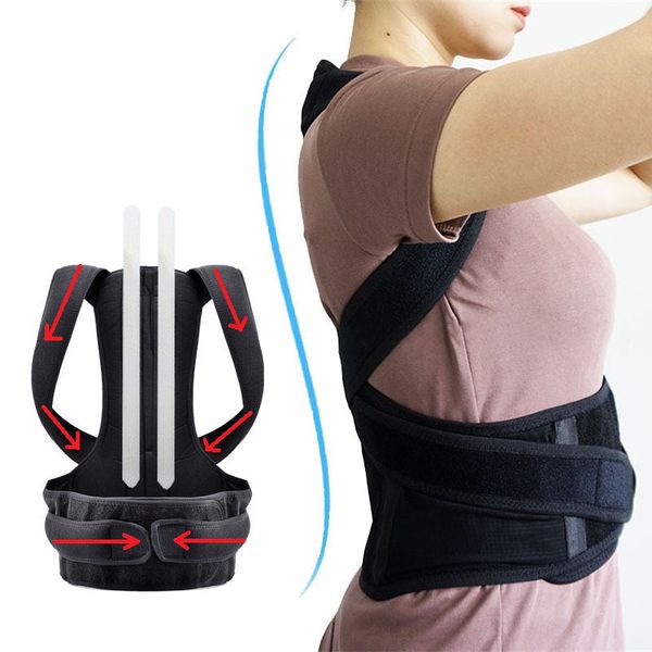 back support posture corrector clavicle braces upper brace shoulder lumbar belt corset adjustable correction, Black;blue
back support posture corrector clavicle braces upper brace shoulder lumbar belt corset adjustable correction, Black;blue