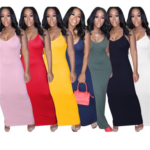 women solid color dress spaghetti strap long skirts sleeveless dresses fashion clubwear summer clothes elastic bodycon dress plus size 3115, Black;gray
women solid color dress spaghetti strap long skirts sleeveless dresses fashion clubwear summer clothes elastic bodycon dress plus size 3115, Black;gray