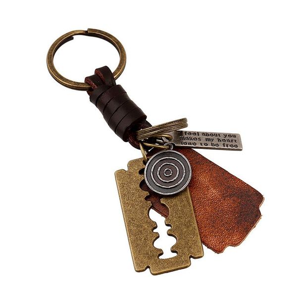 european american creative vintage alloy blade leather pendant keychain personality simple bag key car accessories jewelry, Silver
european american creative vintage alloy blade leather pendant keychain personality simple bag key car accessories jewelry, Silver