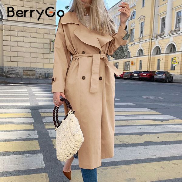 women's trench coats berrygo causal light tan autumn winter windbreaker split joint elegant long sleeve coat plaid women with belt, Tan;black
women's trench coats berrygo causal light tan autumn winter windbreaker split joint elegant long sleeve coat plaid women with belt, Tan;black