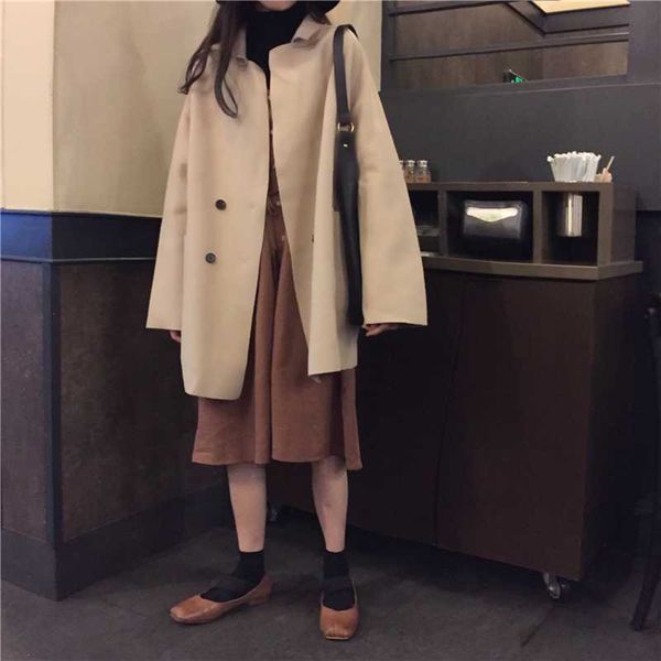 women autumn winter double breasted loose woolen coat jacket female plus size long sleeve pocket overcoat manteau femme hiver, Black
women autumn winter double breasted loose woolen coat jacket female plus size long sleeve pocket overcoat manteau femme hiver, Black