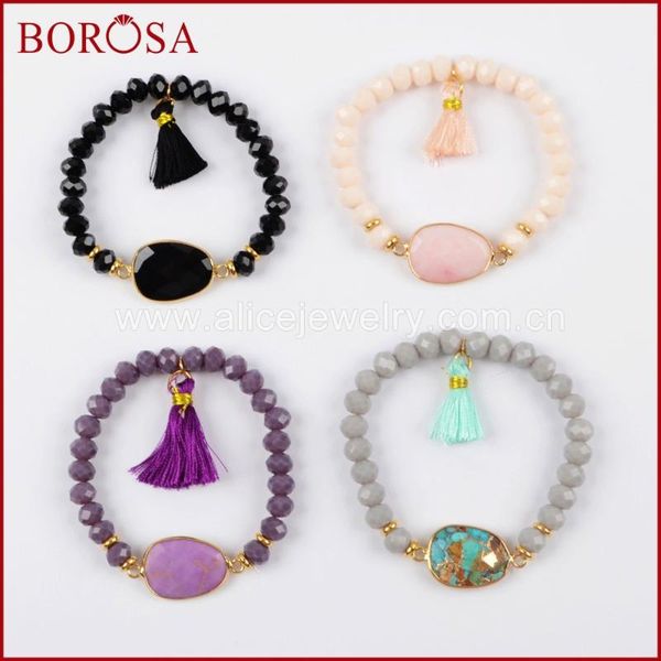 borosa 5pcs gold color mix colors natural tur-quise & 8x6mm faceted glass beads & tassel bracelet bangle for women jewelry g1503, Black
borosa 5pcs gold color mix colors natural tur-quise & 8x6mm faceted glass beads & tassel bracelet bangle for women jewelry g1503, Black