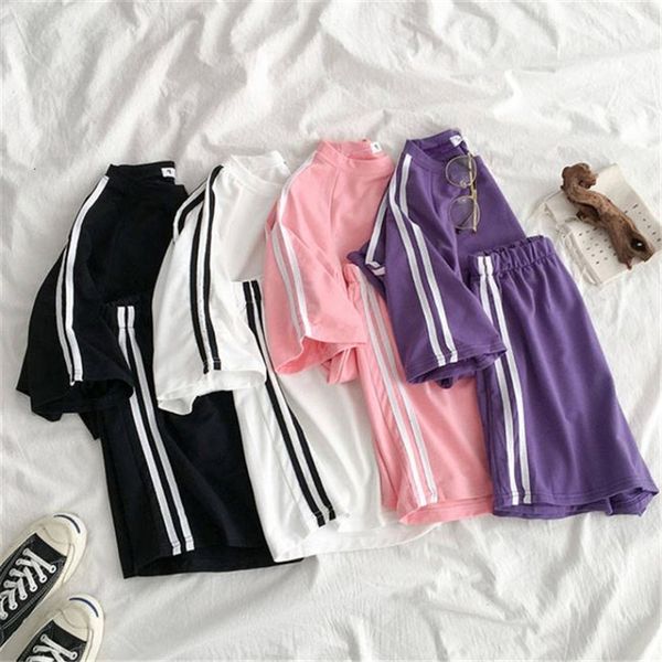 2020 summer women sport set casual streetwear striped o neck t shirt +high waist elastic short pants female 2 piece sets, Gray
2020 summer women sport set casual streetwear striped o neck t shirt +high waist elastic short pants female 2 piece sets, Gray