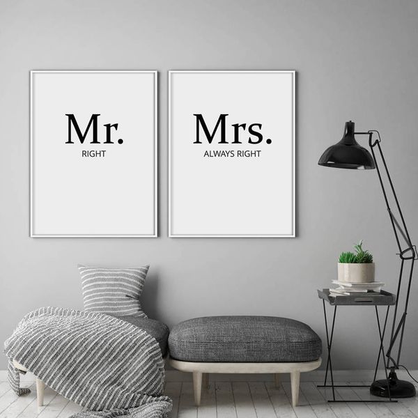 mr right mrs always right couples wall art prints canvas paintings quotes black white pictures poster for bedroom decor
mr right mrs always right couples wall art prints canvas paintings quotes black white pictures poster for bedroom decor
