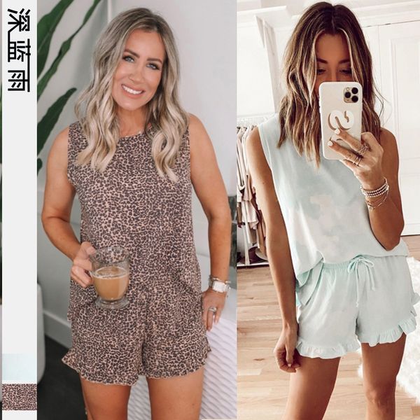 tie-dyed leopard print casual sleeveless shorts home clothes pajamas pajamas sleeping suit loose t-shirt home clothes, Blue;red
tie-dyed leopard print casual sleeveless shorts home clothes pajamas pajamas sleeping suit loose t-shirt home clothes, Blue;red
