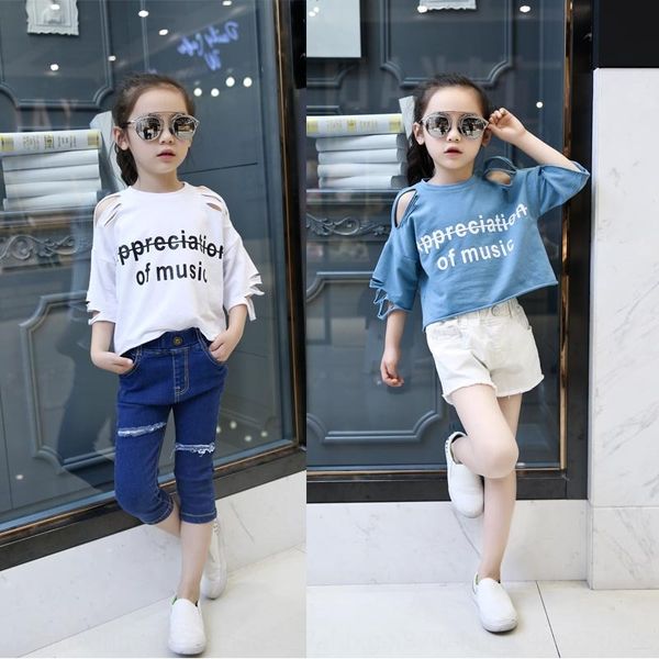 qzyh3 girls summer european style fashionable broken hole shoulder-leaking cotton batting cotton t-shirt short sleeve bat shirt loose t, Blue
qzyh3 girls summer european style fashionable broken hole shoulder-leaking cotton batting cotton t-shirt short sleeve bat shirt loose t, Blue
