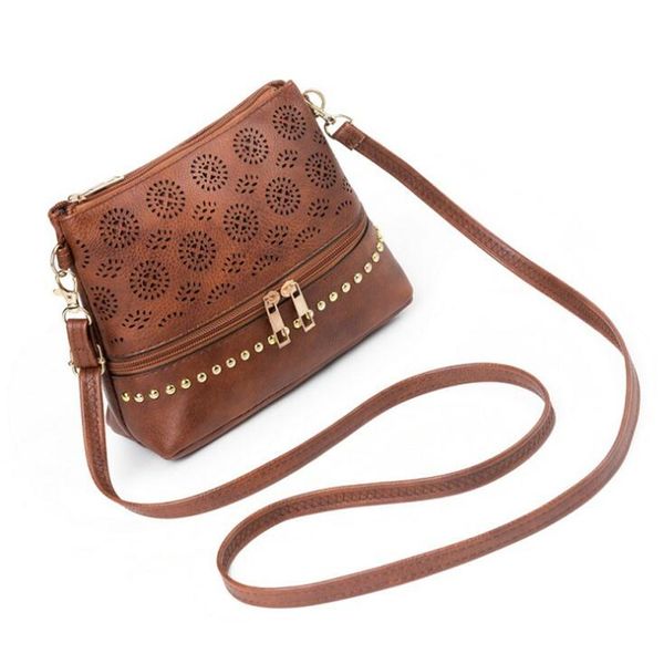 retro women's rivet handbag pu leather shoulder bag fashion designer hollow out zipper purse ladies crossbody bags
retro women's rivet handbag pu leather shoulder bag fashion designer hollow out zipper purse ladies crossbody bags