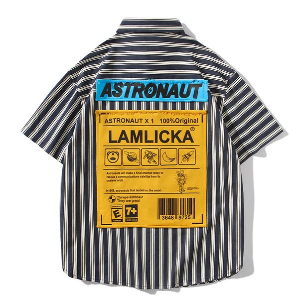 summer men's striped patchwork lettered calico loose hiphop student short sleeve shirt outerwear shirt trend, White;black
summer men's striped patchwork lettered calico loose hiphop student short sleeve shirt outerwear shirt trend, White;black