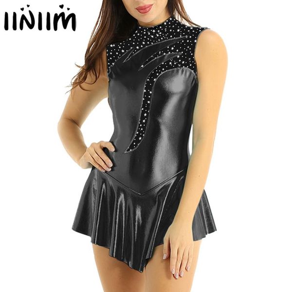 stage wear womens adults holographic metallic figure skating dress keyhole back ladies ballroom dance ice gymnastics leotard, Black;red
stage wear womens adults holographic metallic figure skating dress keyhole back ladies ballroom dance ice gymnastics leotard, Black;red