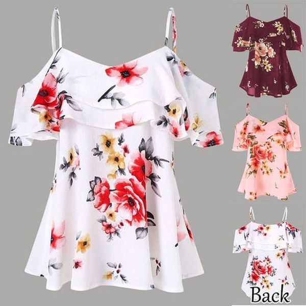women's fashion off shoulder spaghetti strap floral printed summer chiffon blouse, Blue
women's fashion off shoulder spaghetti strap floral printed summer chiffon blouse, Blue
