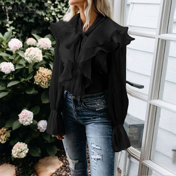 women's ruffle blouse zanzea 2020 fashion summer shirts csual flare sleeve female bow tie button bluas plus size tunic 7, White
women's ruffle blouse zanzea 2020 fashion summer shirts csual flare sleeve female bow tie button bluas plus size tunic 7, White