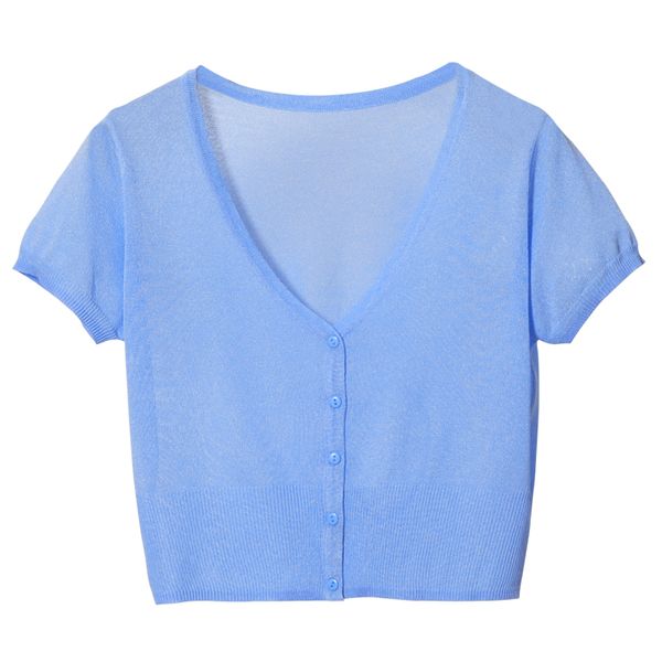 summer women v-neck knitted casual thin sweaters cardigans lady short sleeve knitting outwear for female, White
summer women v-neck knitted casual thin sweaters cardigans lady short sleeve knitting outwear for female, White