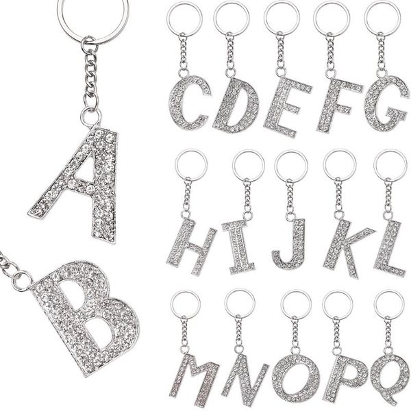 26 english letters name crystal rhinestone alphabet keychains car wallet handbags keyring accessories for girls women men, Silver
26 english letters name crystal rhinestone alphabet keychains car wallet handbags keyring accessories for girls women men, Silver