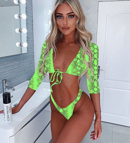 ins 2019 new bikini green snake print bikini womens split long-sleeved swimsuit swimsuit sale, White;black
ins 2019 new bikini green snake print bikini womens split long-sleeved swimsuit swimsuit sale, White;black