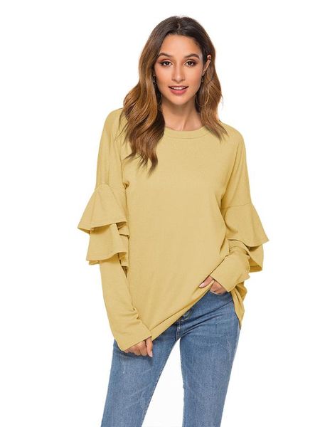 womens knitted long sleeve 2020 t shirts autumn lotus leaf o-neck cute t-shirt women yellow casual all match clothes, White
womens knitted long sleeve 2020 t shirts autumn lotus leaf o-neck cute t-shirt women yellow casual all match clothes, White