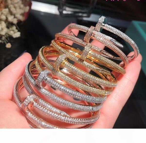 fashion luxury jewelry brand classic designer 18k gold inlay diamond nail cuff bracelet women valentine's day gift, Black 
fashion luxury jewelry brand classic designer 18k gold inlay diamond nail cuff bracelet women valentine's day gift, Black