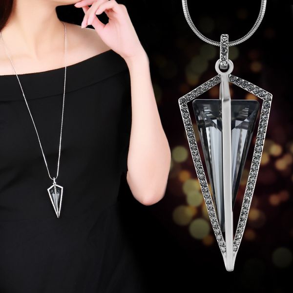 new crystal long necklace for women fashion jewelry geometric rhinestone sweater chain necklaces pendants collares mujer bijoux, Silver
new crystal long necklace for women fashion jewelry geometric rhinestone sweater chain necklaces pendants collares mujer bijoux, Silver