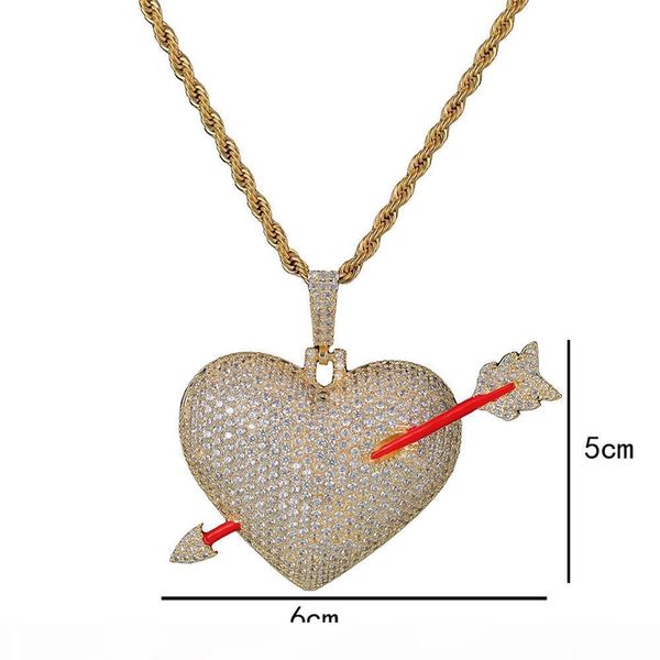 tarrow heart love necklace & pendant iced out with 4mm tennis chain gold color bling cubic zircon men's hip hop jewelry for gift, Silver 
tarrow heart love necklace & pendant iced out with 4mm tennis chain gold color bling cubic zircon men's hip hop jewelry for gift, Silver