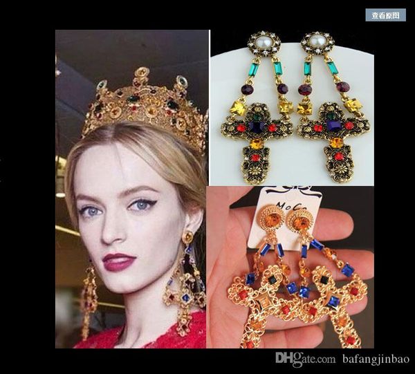 exaggerated court cross earrings big color luxury jewelry show jewelry, White;golden
exaggerated court cross earrings big color luxury jewelry show jewelry, White;golden
