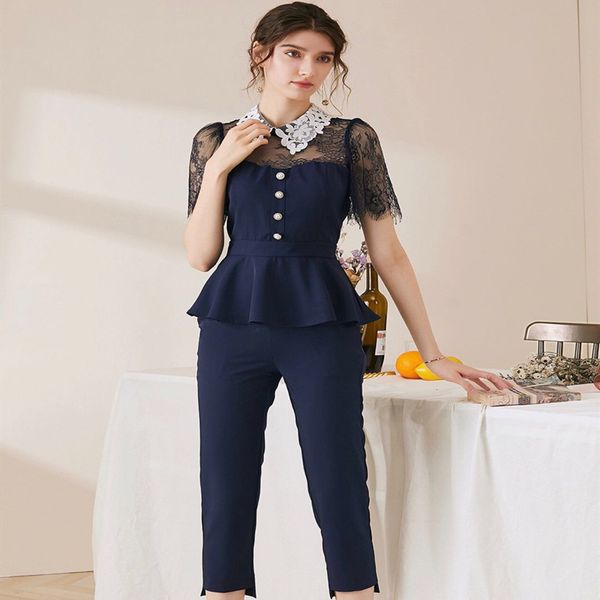 2020 womens high-quality original single design chanêi luxury fashion doll lapel lace simple nine-point pants two-piece suit, Black
2020 womens high-quality original single design chanêi luxury fashion doll lapel lace simple nine-point pants two-piece suit, Black