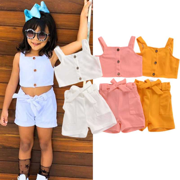 bunvel 1-6t 2pcs outfits sets baby girl boy clothes solid sleeveless crop +cute shorts with belt clothing costume set, White
bunvel 1-6t 2pcs outfits sets baby girl boy clothes solid sleeveless crop +cute shorts with belt clothing costume set, White